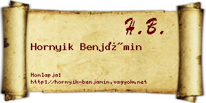 Hornyik Benjámin névjegykártya