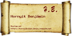 Hornyik Benjámin névjegykártya